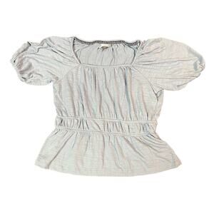 Knox Rose Light Blue Peasant Top‎ Square Neckline Women’s Size S